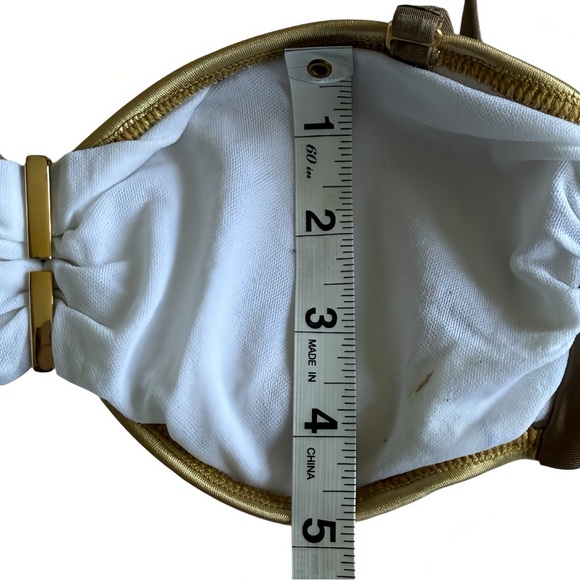 Iracema Scharf Luxury Brazilian Bikini Set S Gold Brown Bandeau Top & Bottom NWT - Picture 13 of 15